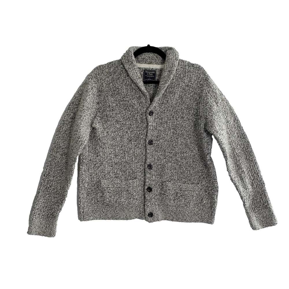 ABERCROMBIE FITCH Women Wool Blend Cardigan Button Front Sweater Sz L Gray 3-17